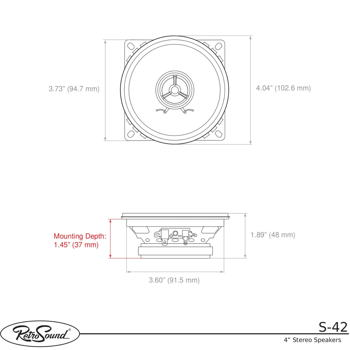 RetroSound Standard Stereo Speakers Mylar Tweeters Sold as a Pair 25w RMS