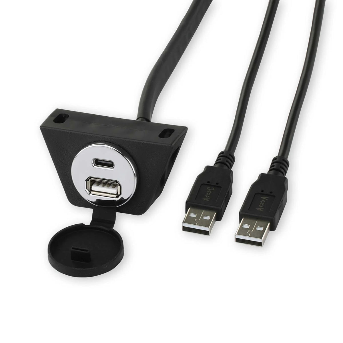 RetroSound Chrome Panel & Dash Mount USB-A & USB-C Extension Harness 1.3m Cable