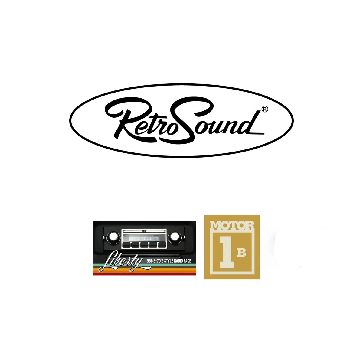 RetroSound Liberty Motor 1 Bluetooth Radio FM Black & Chrome Classic Car Stereo