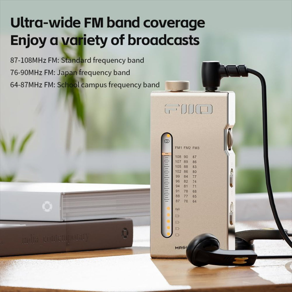 FiiO R11 Portable FM Radio Stereo Receiver Aluminium Body with Earbuds Silver