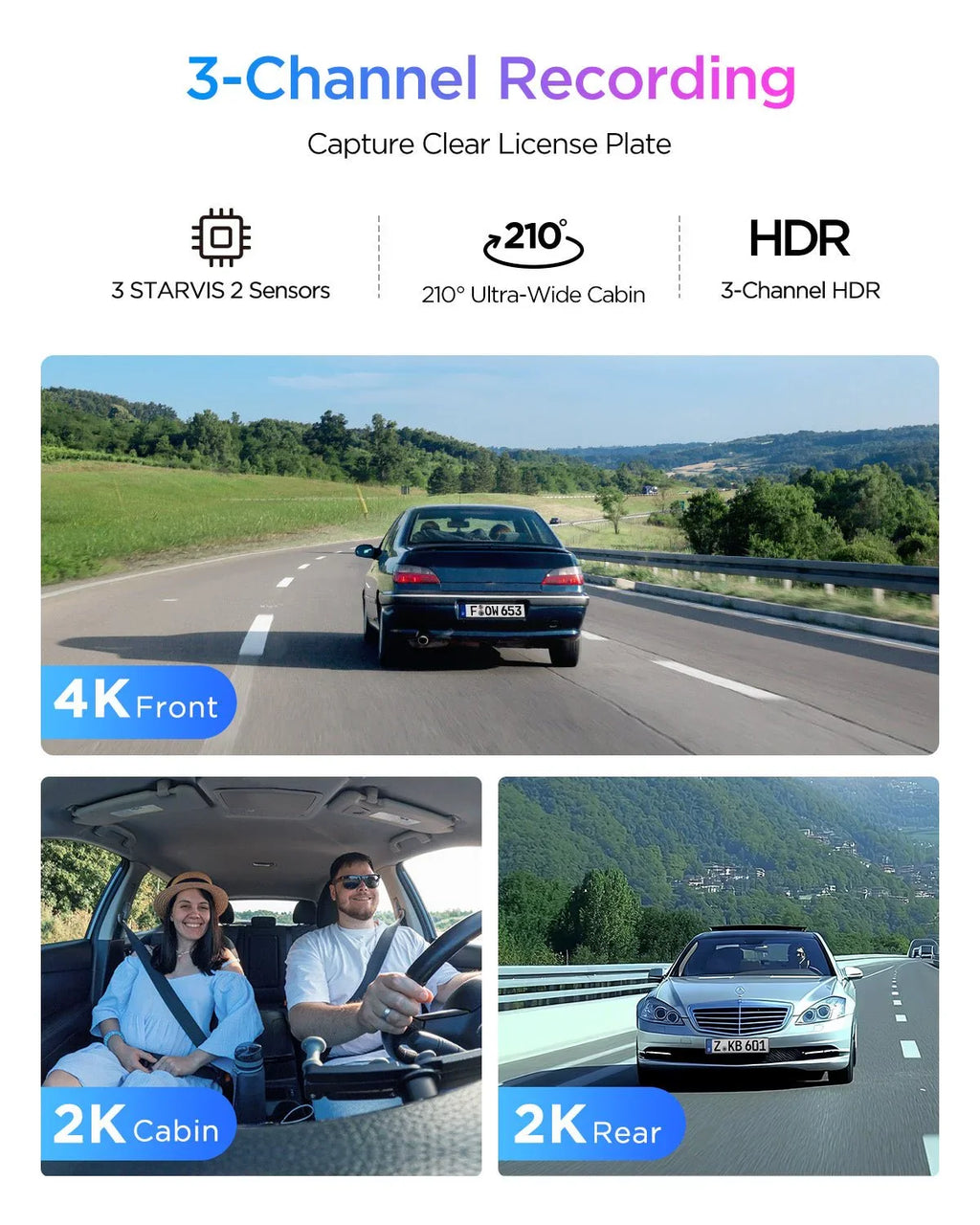 Viofo A329S 3CH Dash Cam 4K Front 2K Rear 2K Cabin Starvis 2 GPS WIFI HDR Camera