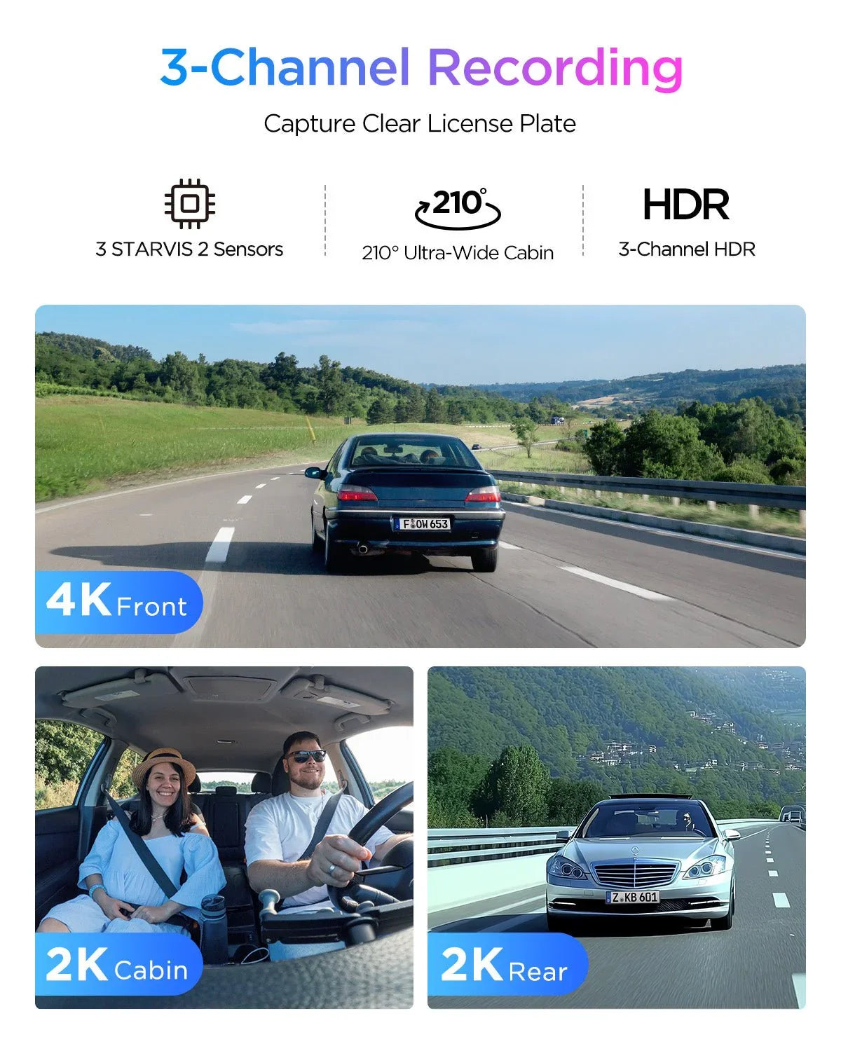 Viofo A329S 3CH Dash Cam 4K Front 2K Rear 2K Cabin Starvis 2 GPS WIFI HDR Camera