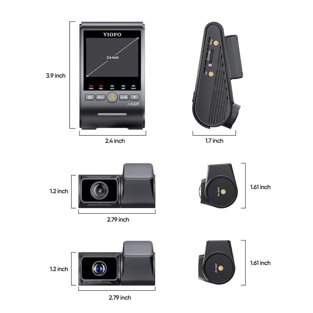 Viofo A329T 3CH Dash Cam 4K Front 2K Rear 2K Telephoto Starvis 2 GPS WIFI Camera