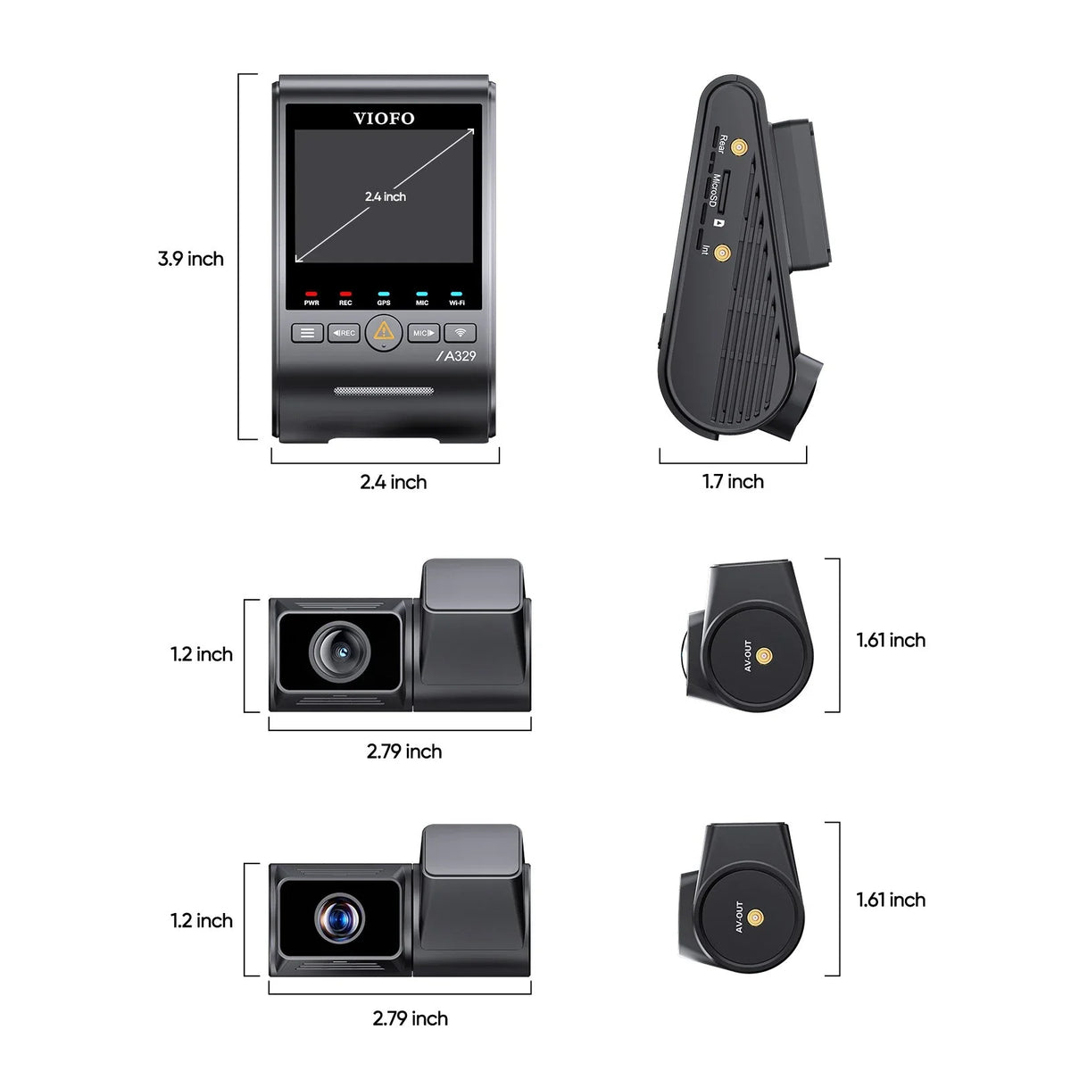 Viofo A329T 3CH Dash Cam 4K Front 2K Rear 2K Telephoto Starvis 2 GPS WIFI Camera