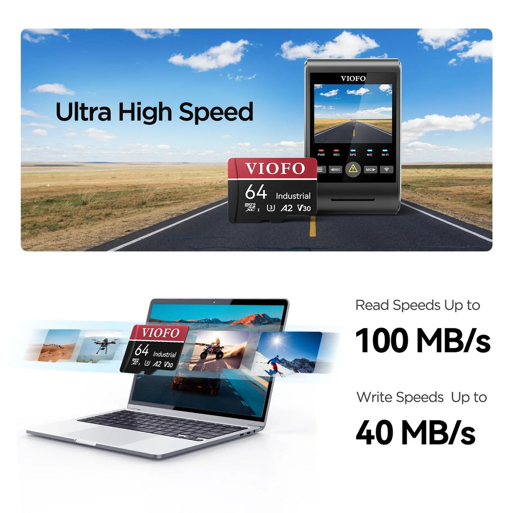 Viofo 64GB Dash Camera MicroSD Card U3 A2 V30 High Speed Endurance Memory Card