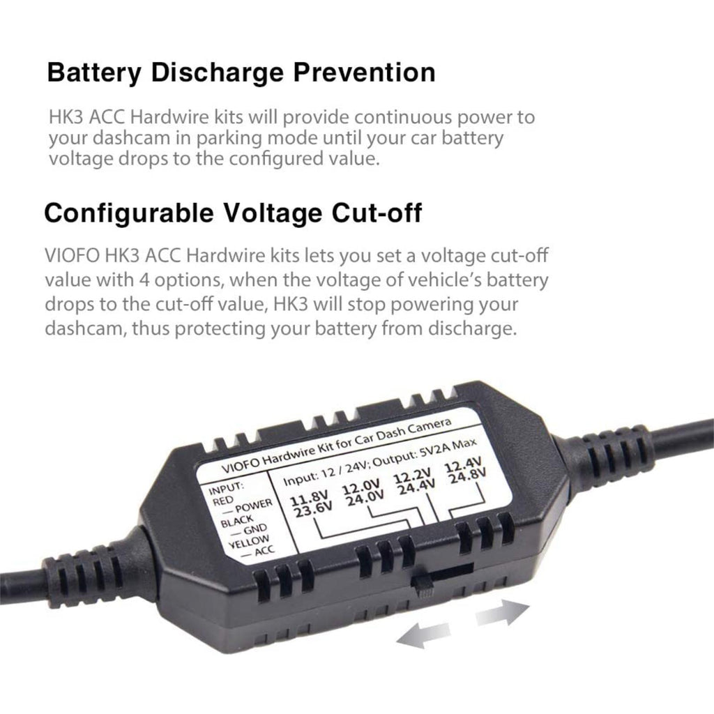 Viofo HK3 Hardwire Power Cable USB C with 8pcs Fuse Set A119 Series Dash Cam