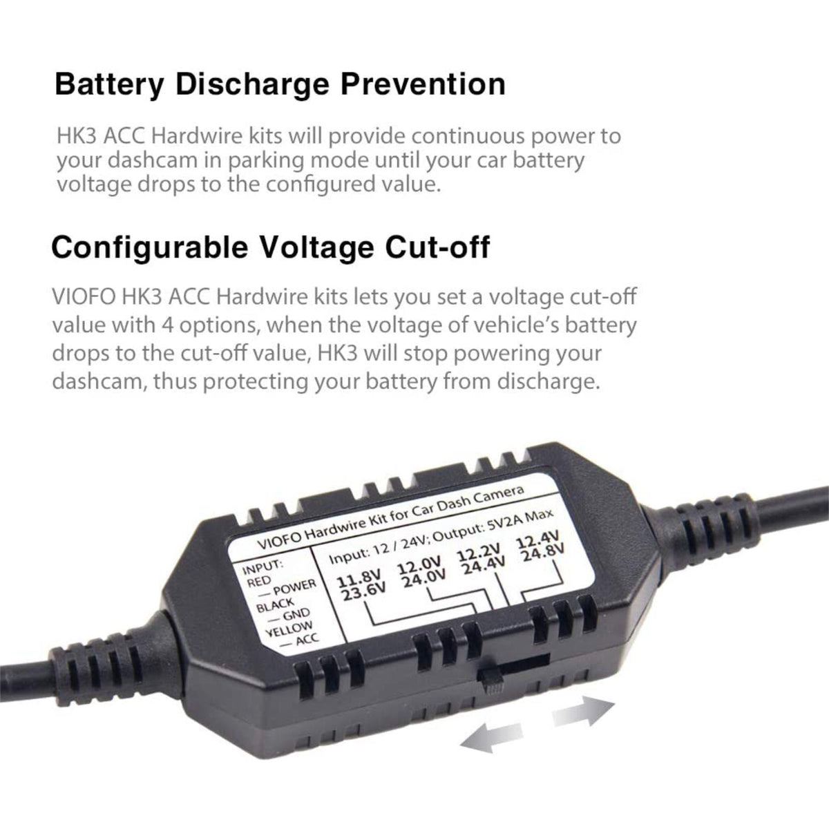 Viofo HK3 Hardwire Power Cable USB C with 8pcs Fuse Set A119 Series Dash Cam