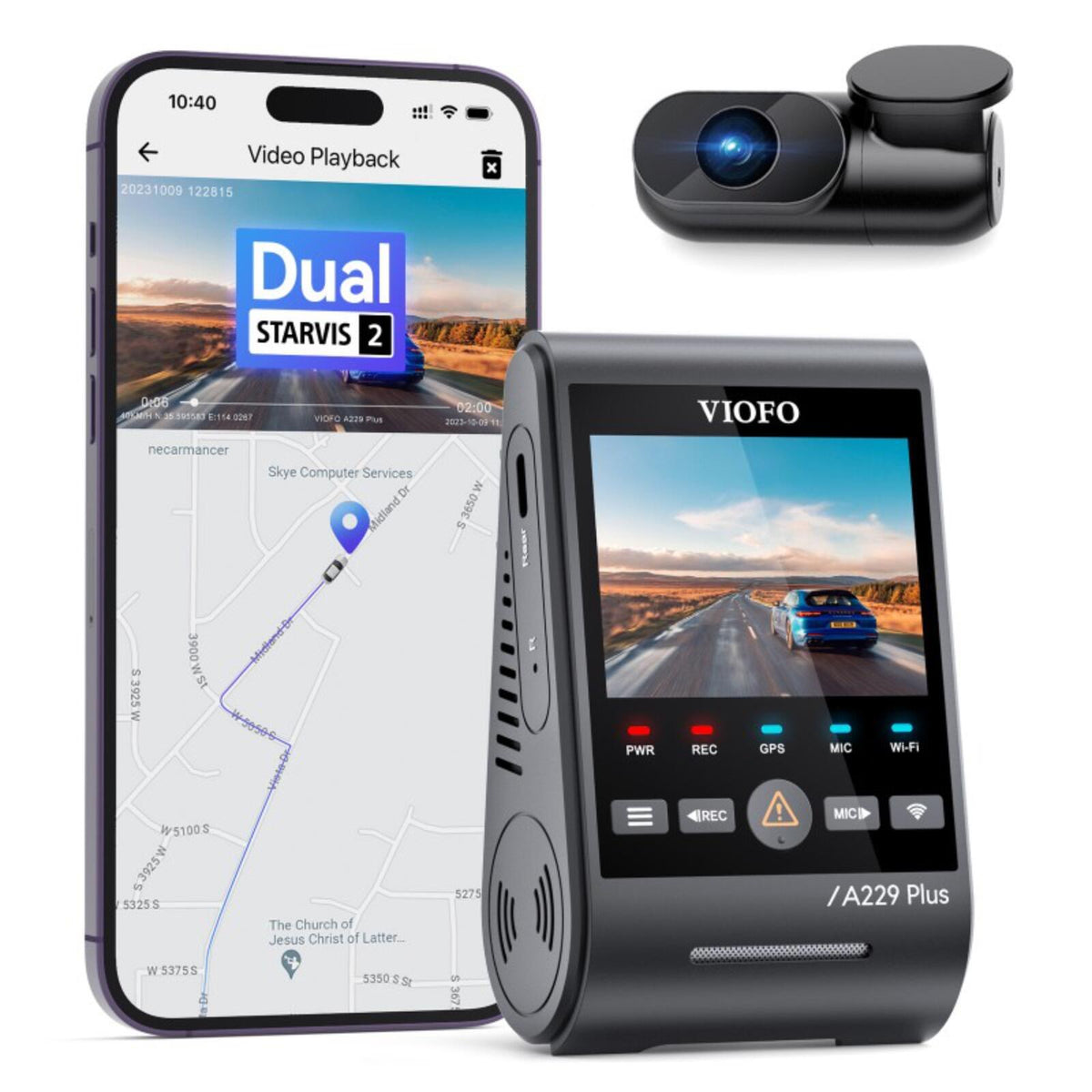 Viofo A229 Plus 2CH Dash Cam 2K Front & Rear Starvis 2 GPS WIFI HDR Dual Camera