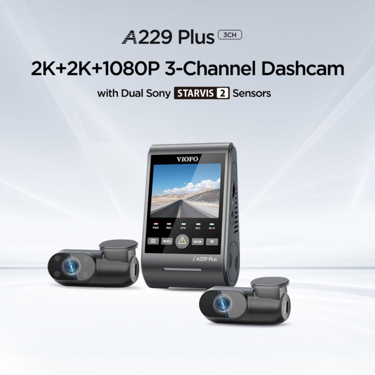 Viofo A229 Plus 3CH Dash Cam 2K Front & Rear Starvis 2 GPS WIFI HDR Taxi Camera