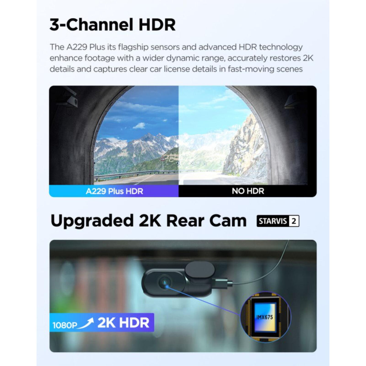 Viofo A229 Plus 3CH Dash Cam 2K Front & Rear Starvis 2 GPS WIFI HDR Taxi Camera