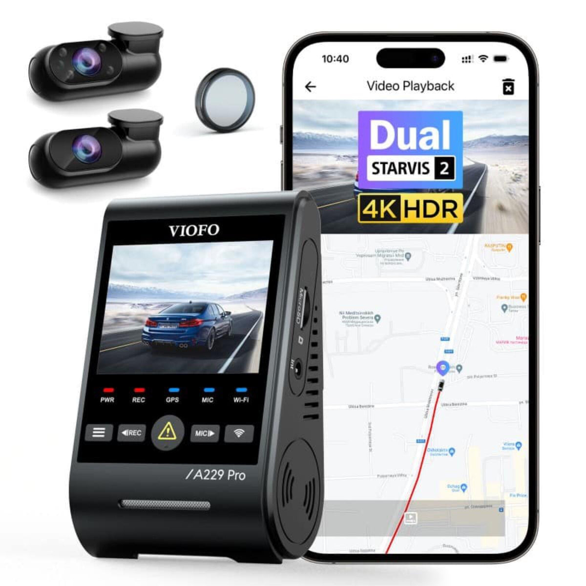 Viofo A229 Pro 3CH Dash Cam 4K Front 2K Rear Starvis 2 GPS WIFI HDR Taxi Camera